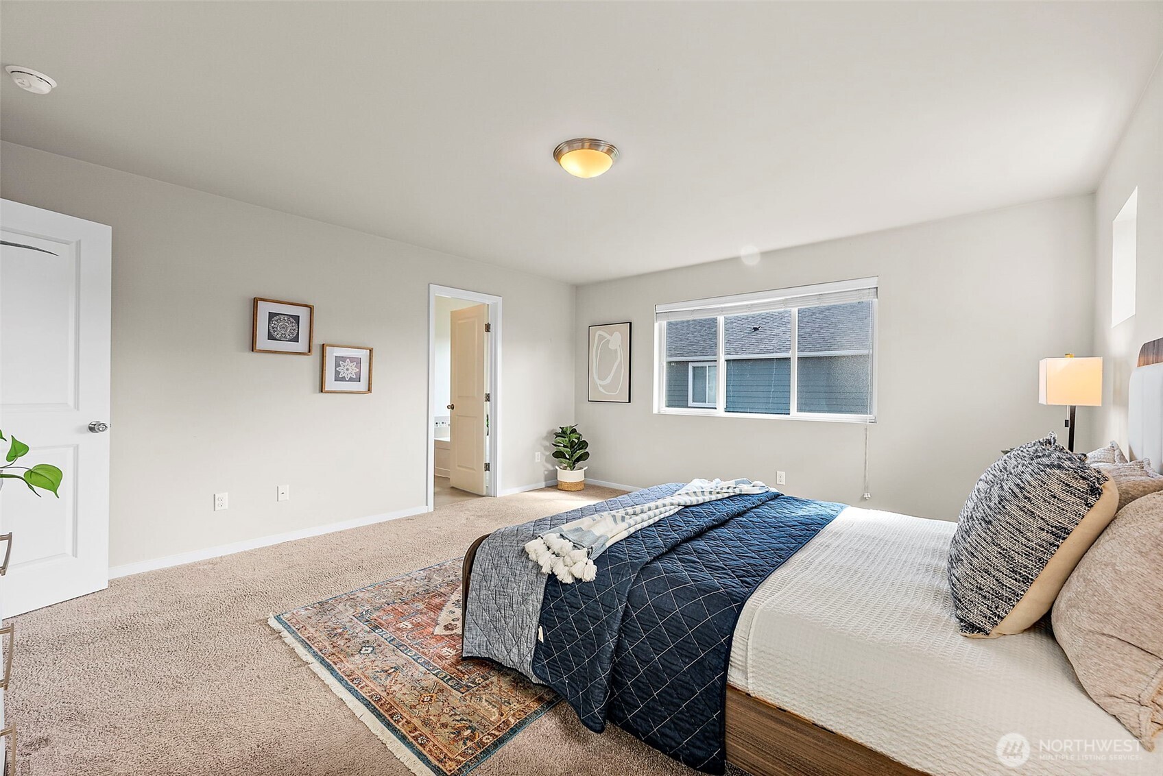 walk into your large ensuite bath and closet space