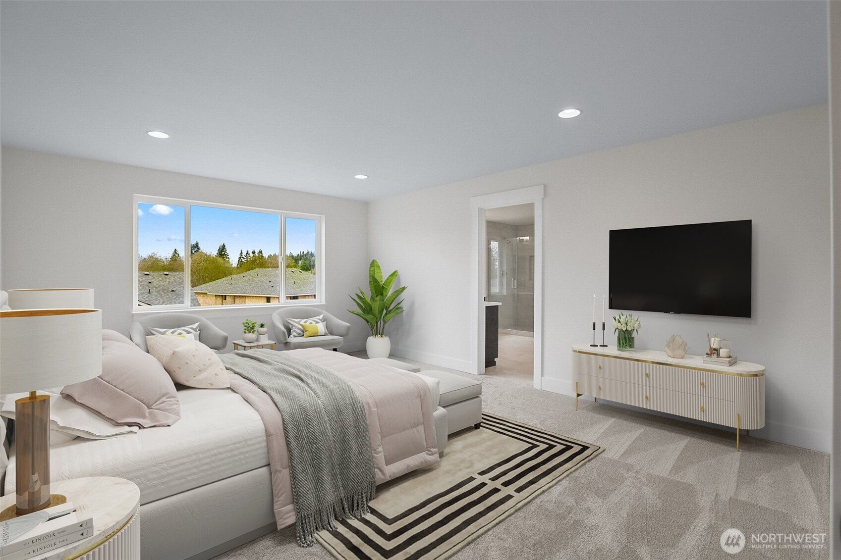 Virtually staged Primary Bedroom