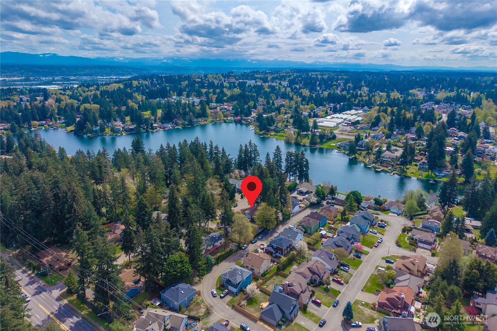 Aerial view of neighborhood