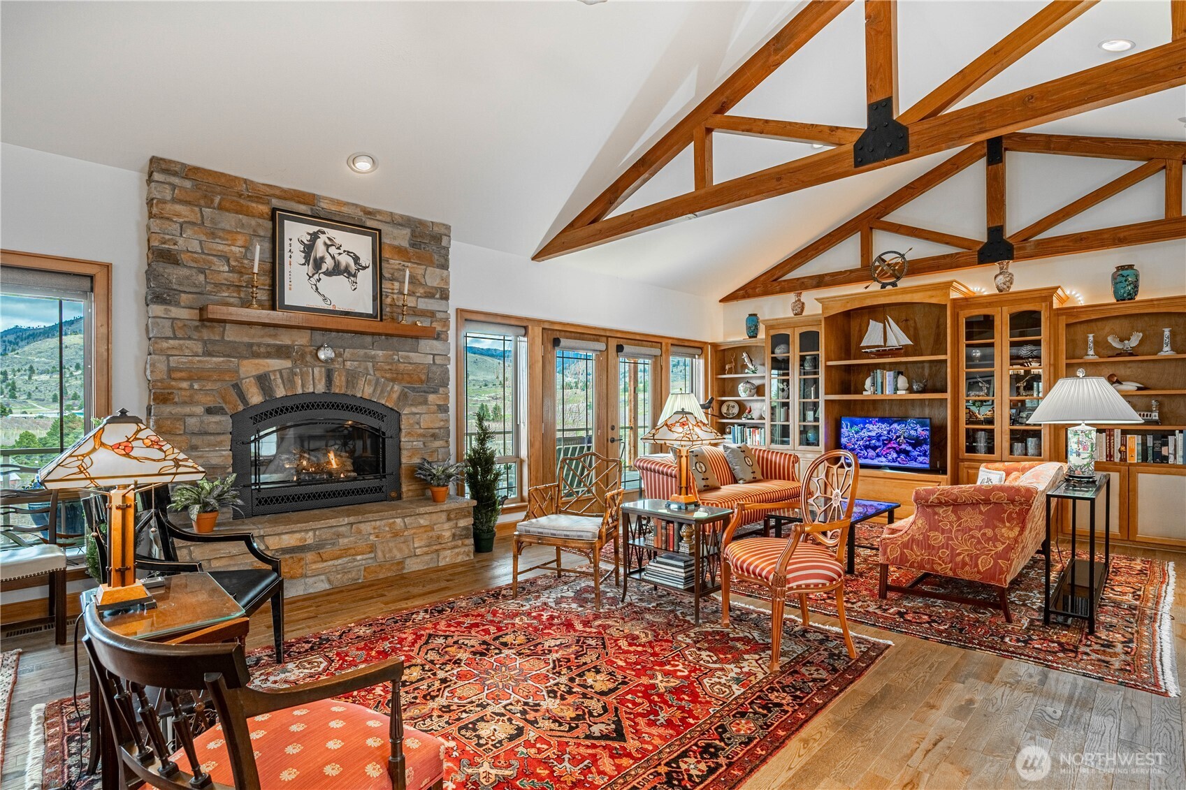 Open-concept living with natural light and lake views