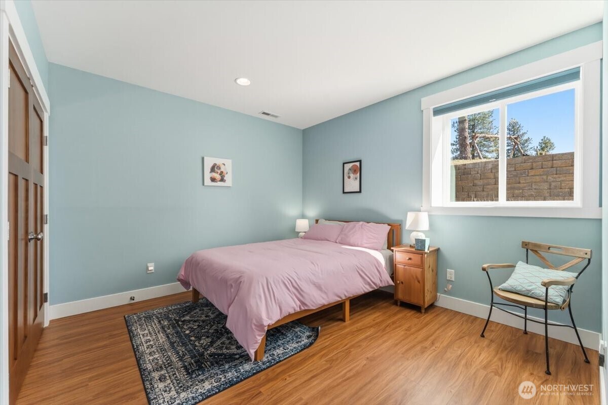 Guest Bedroom split between a full bathroom