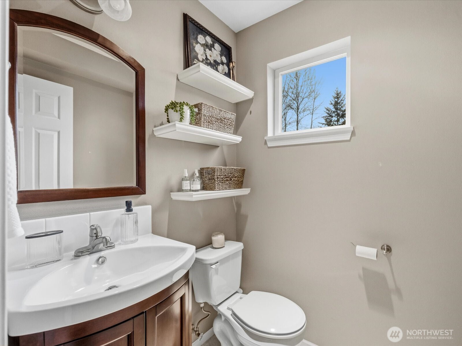 Half bathroom offers convenience