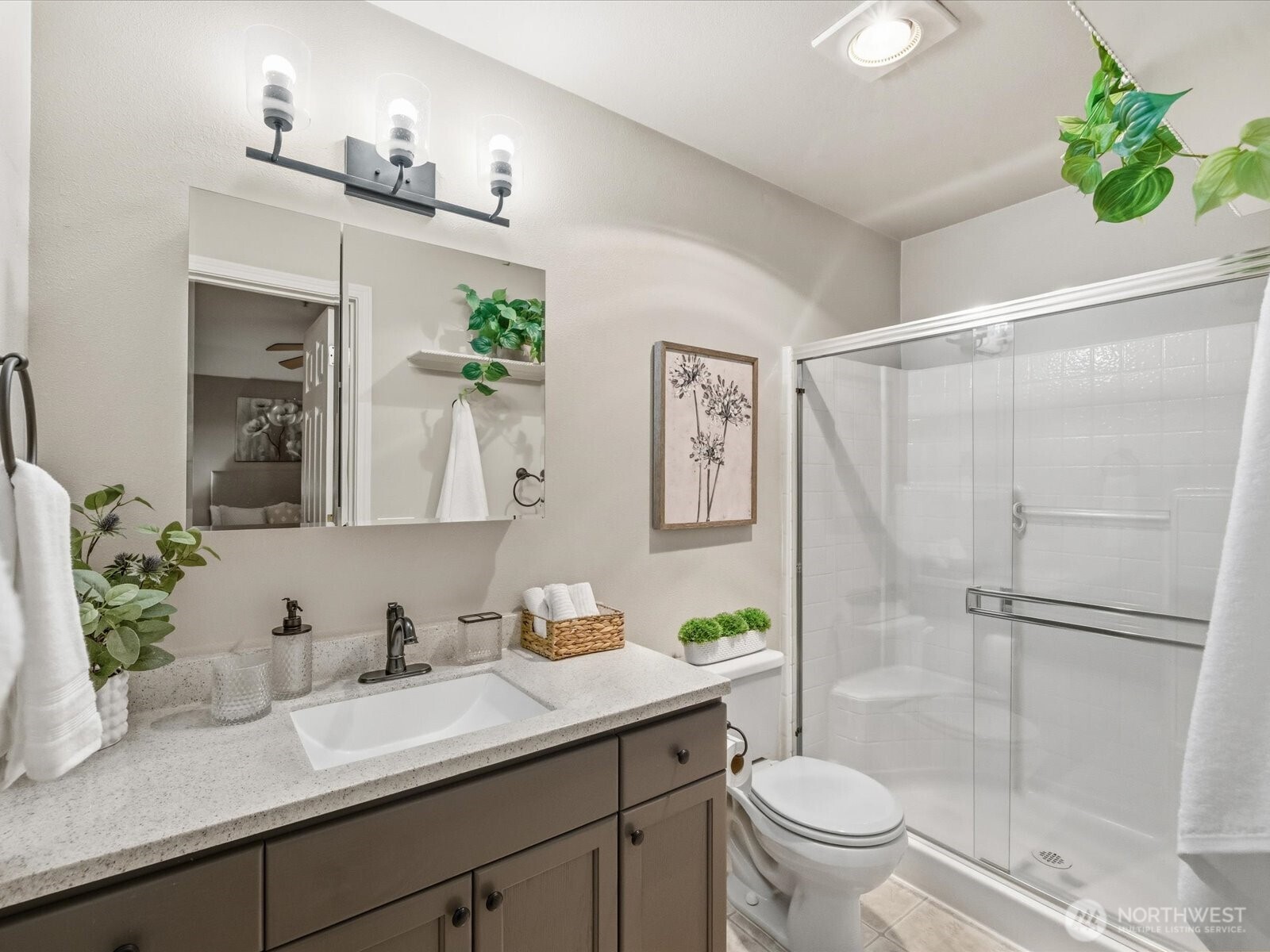 Primary bathroom with updated finishes