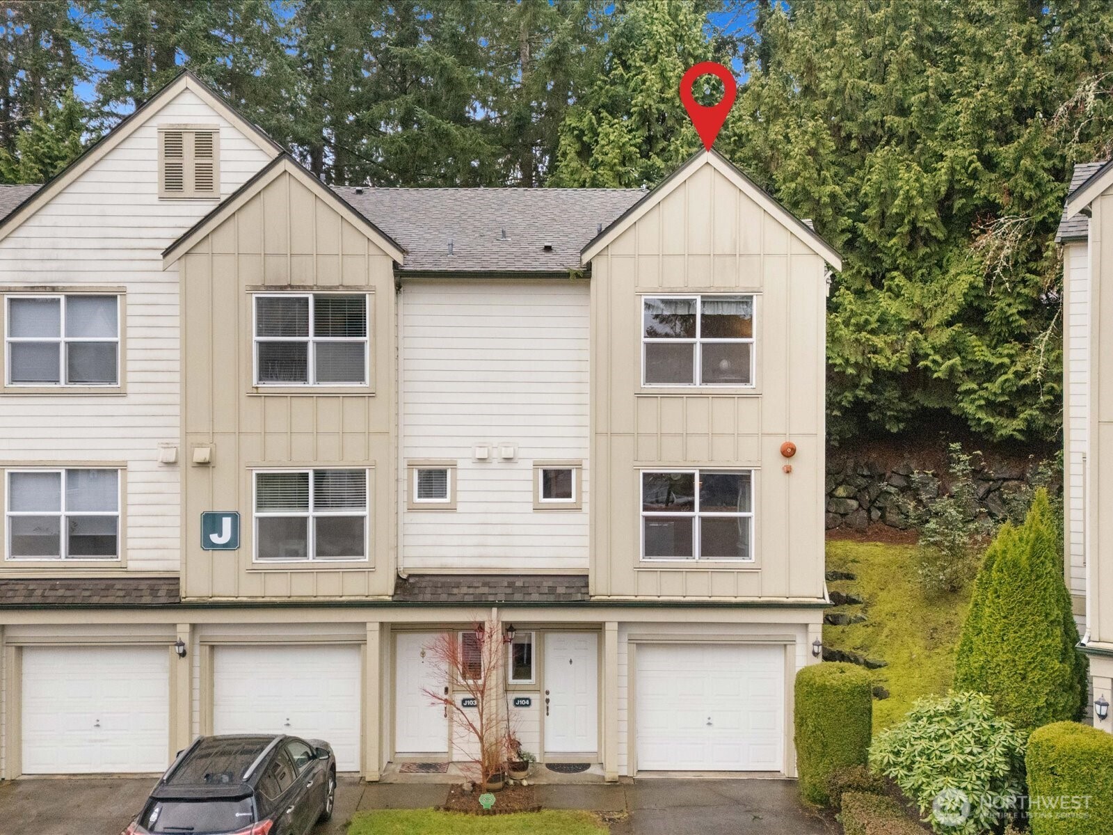 Spacious end unit with private back patio.