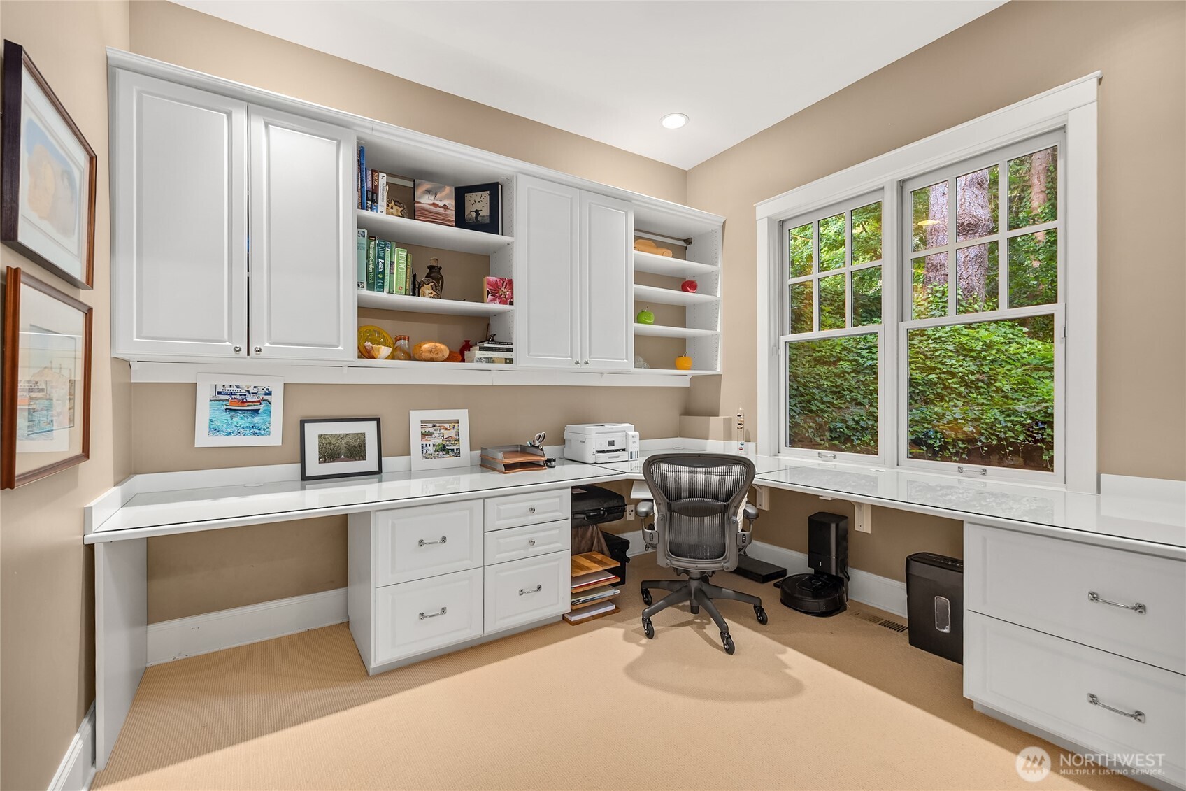 Office with views of the front garden.