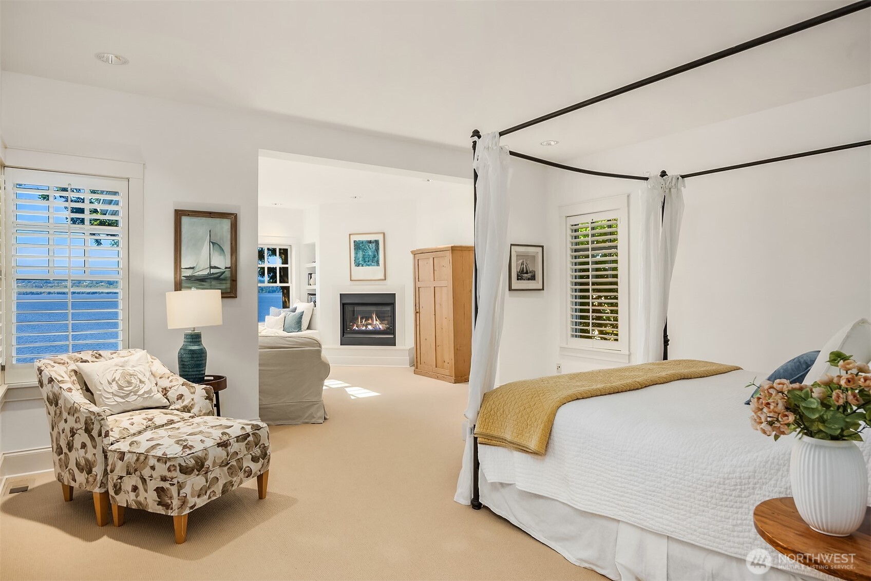 The large and sunny primary suite.