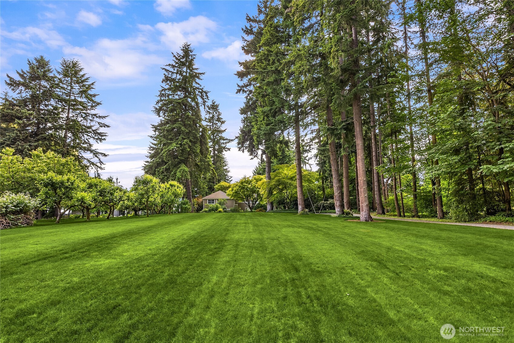 Expansive 2.37-acre street-to-water lot with great privacy, a winding tree-lined drive, and all-day sun.
