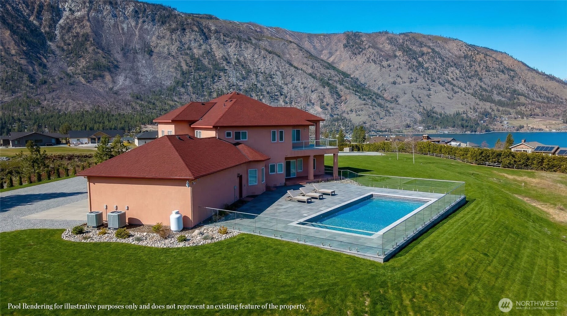 Virtually staged rendering of possible pool location.