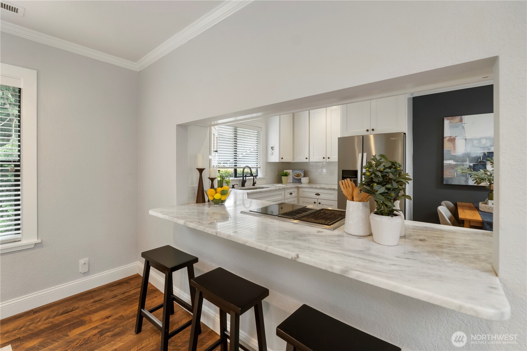 Counter seating for casual dining.