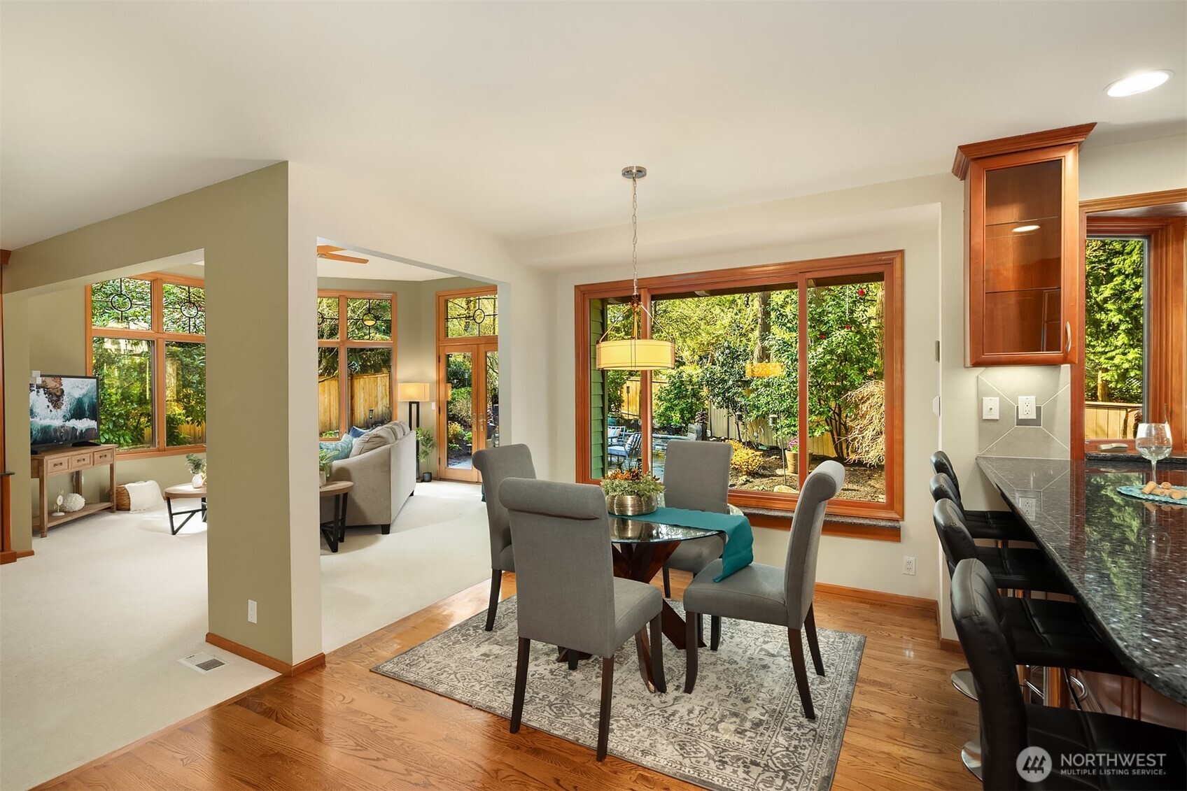 Eating Space Looking to Rec Room