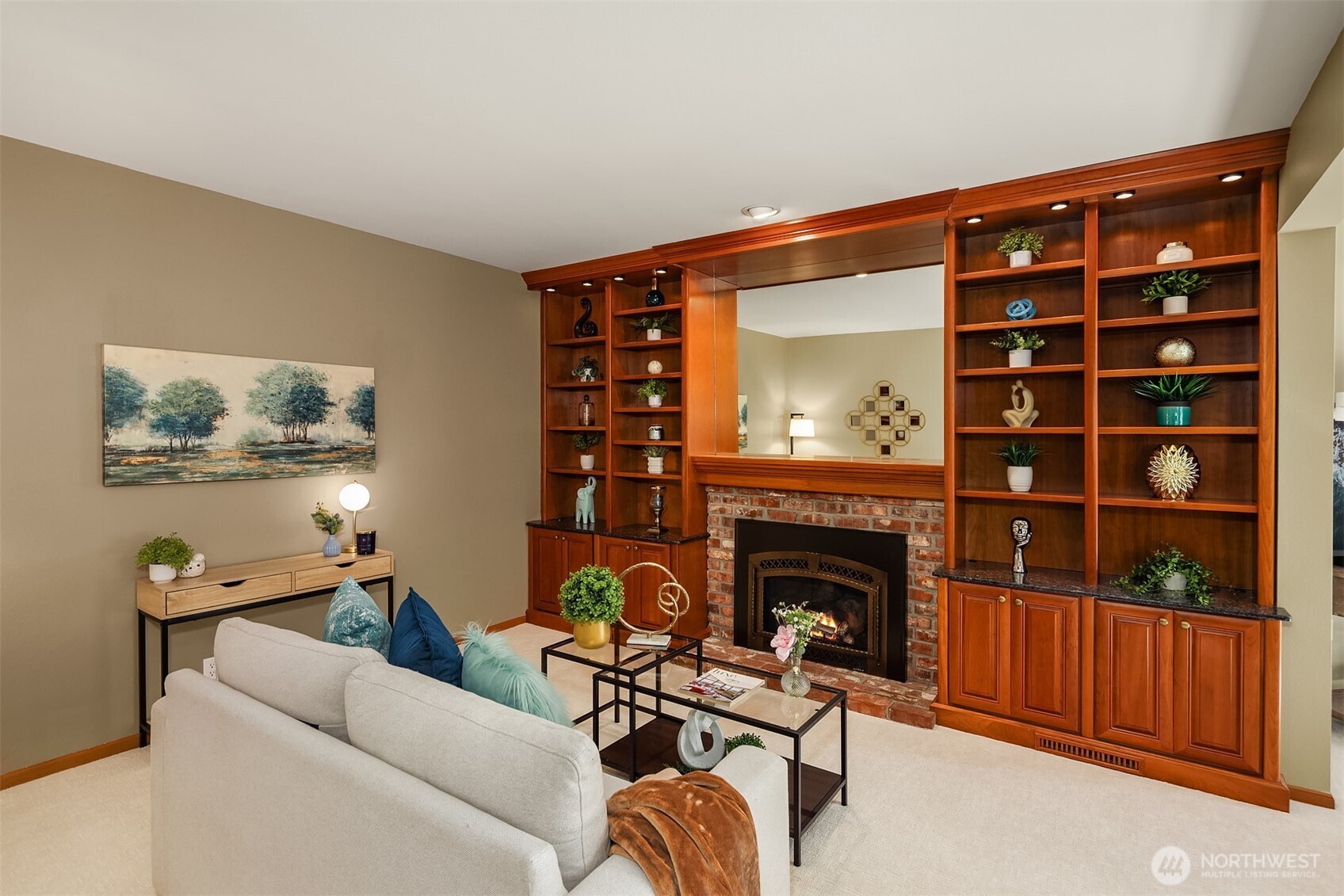 Gas Fireplace and Sitting Area w/Built-Ins