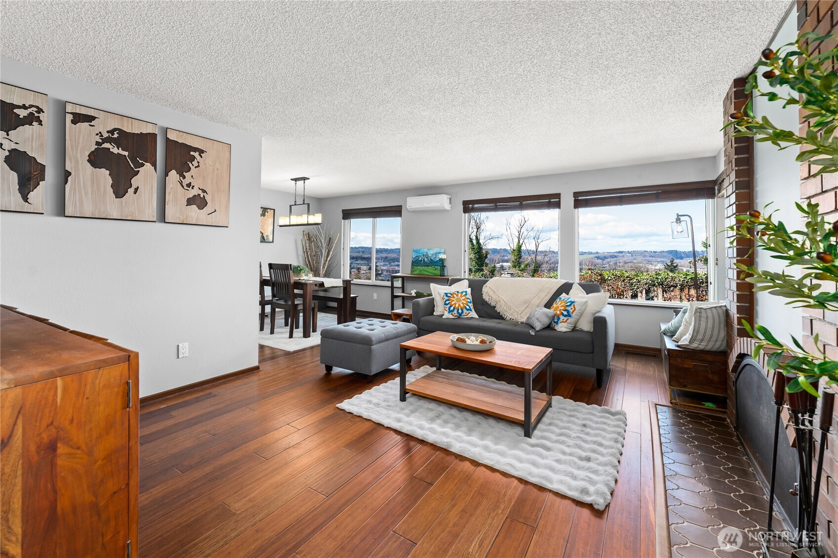 Bright living room with large windows and stunning natural light