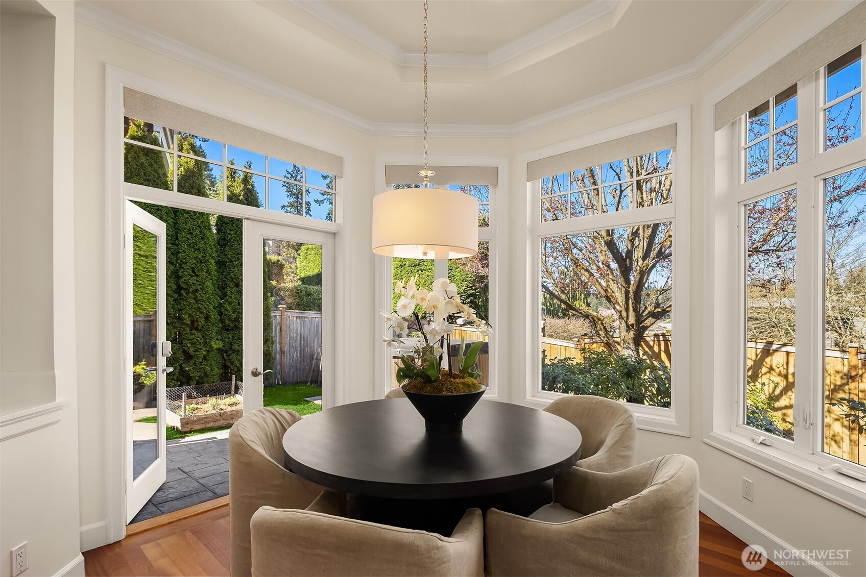 A sun-drenched breakfast nook right off the kitchen.