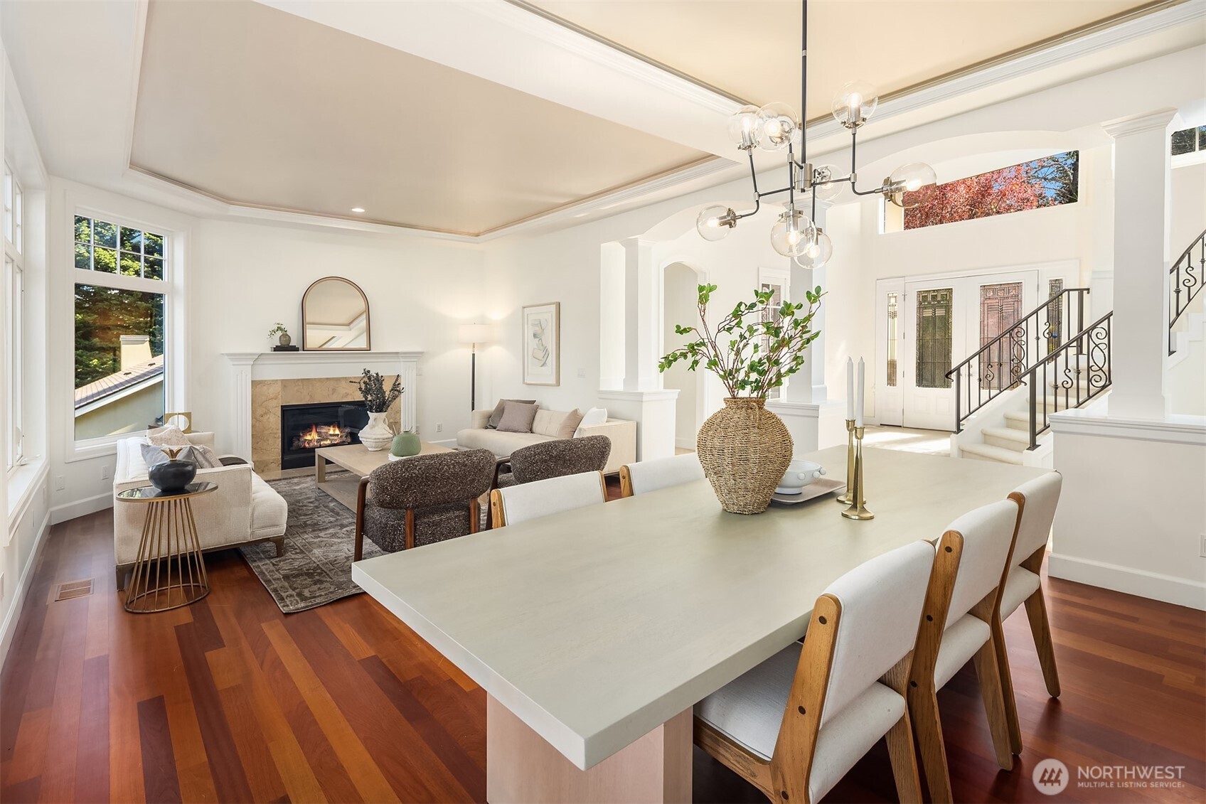 A dinning room area is setup right outside the kitchen for effortless hosting and entertaining.