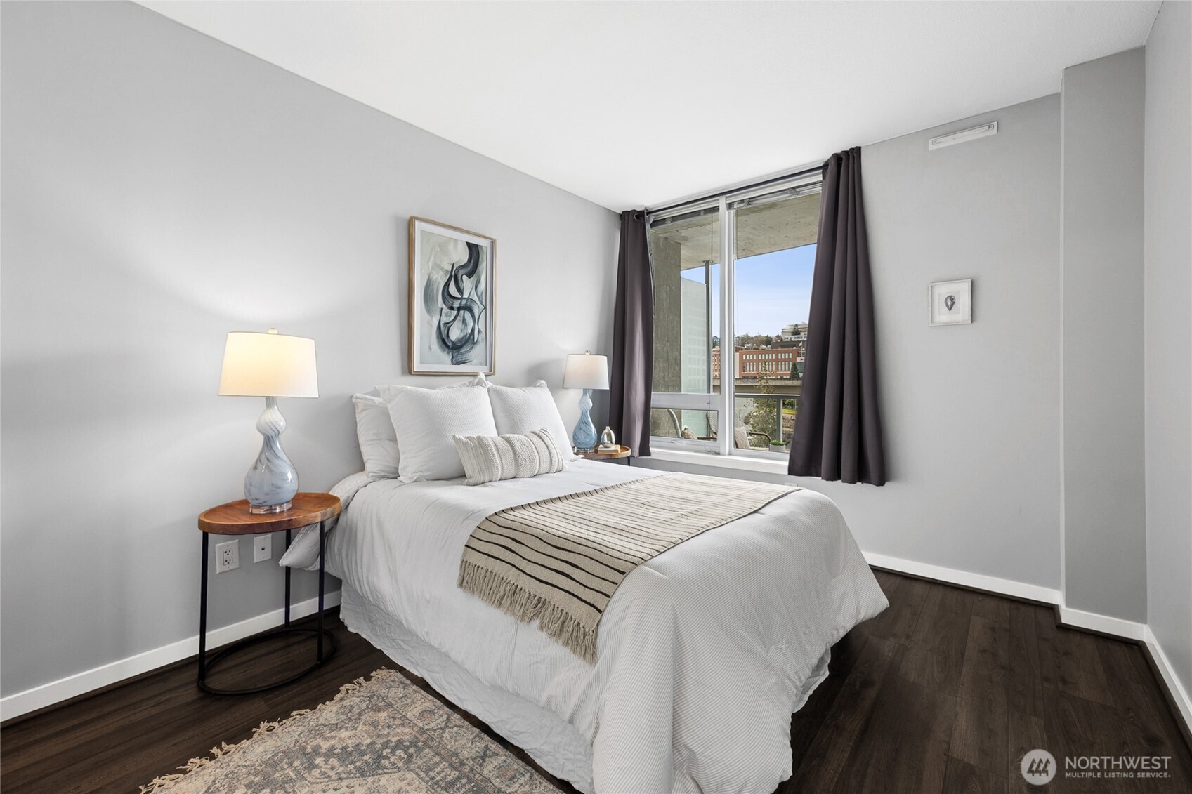 The second bedroom is separated from the primary suite.