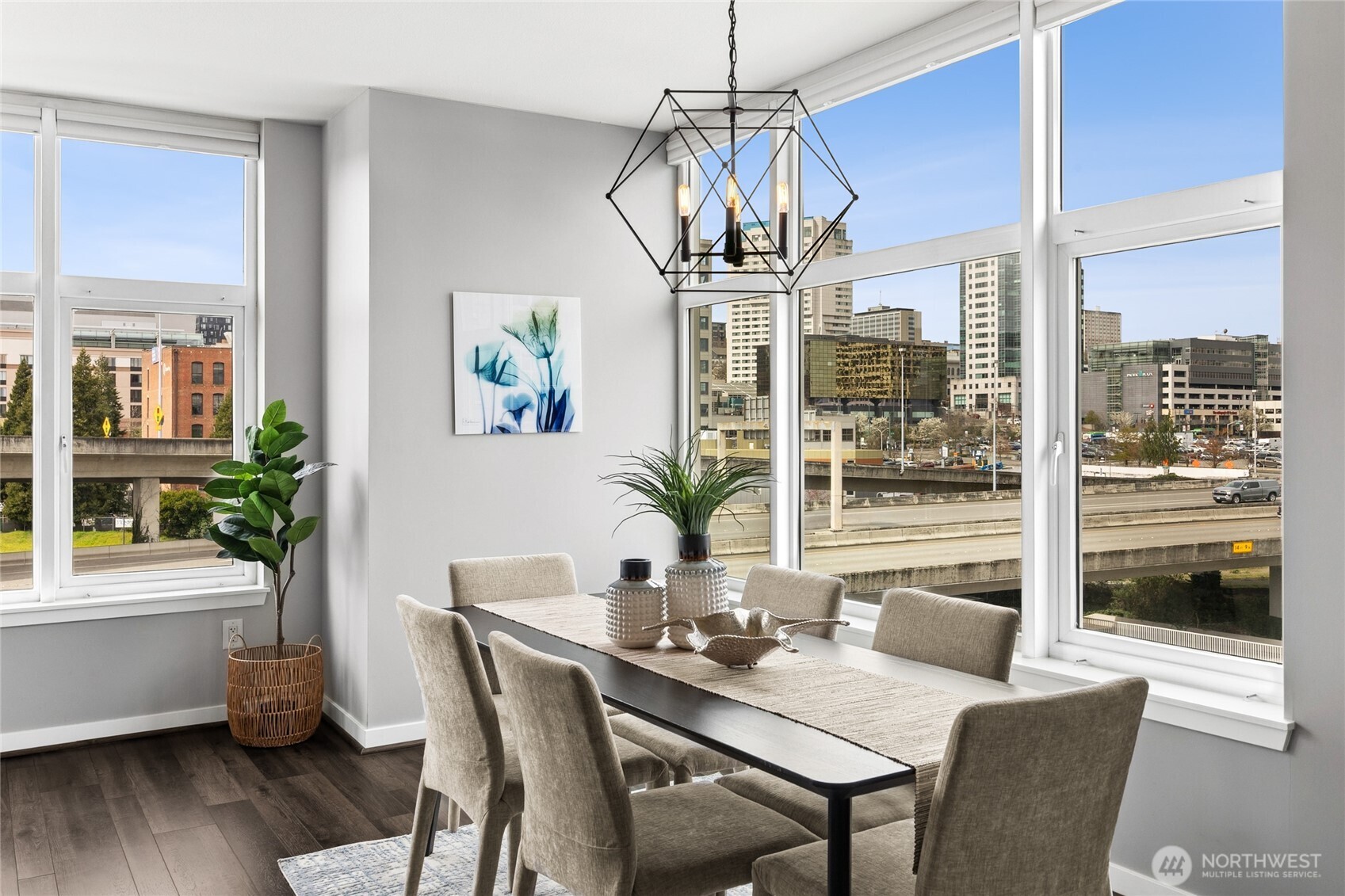 So much light streams into this stunning corner suite!