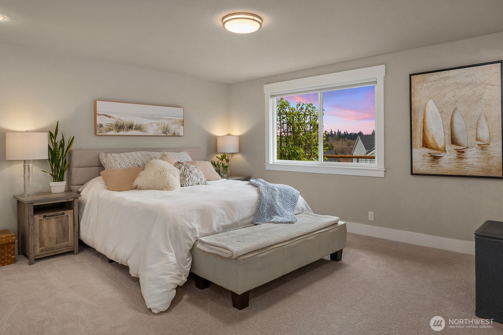 Main Floor Primary Suite with dual closets with custom built-in organizers