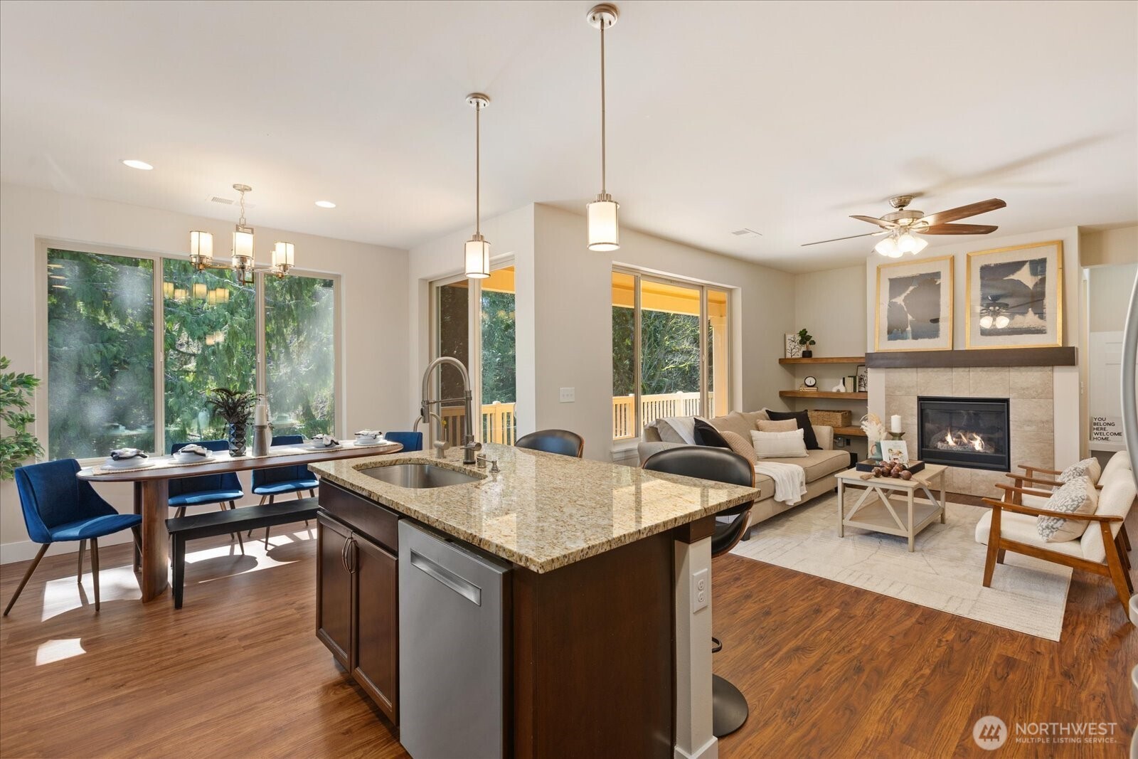 Great room from kitchen