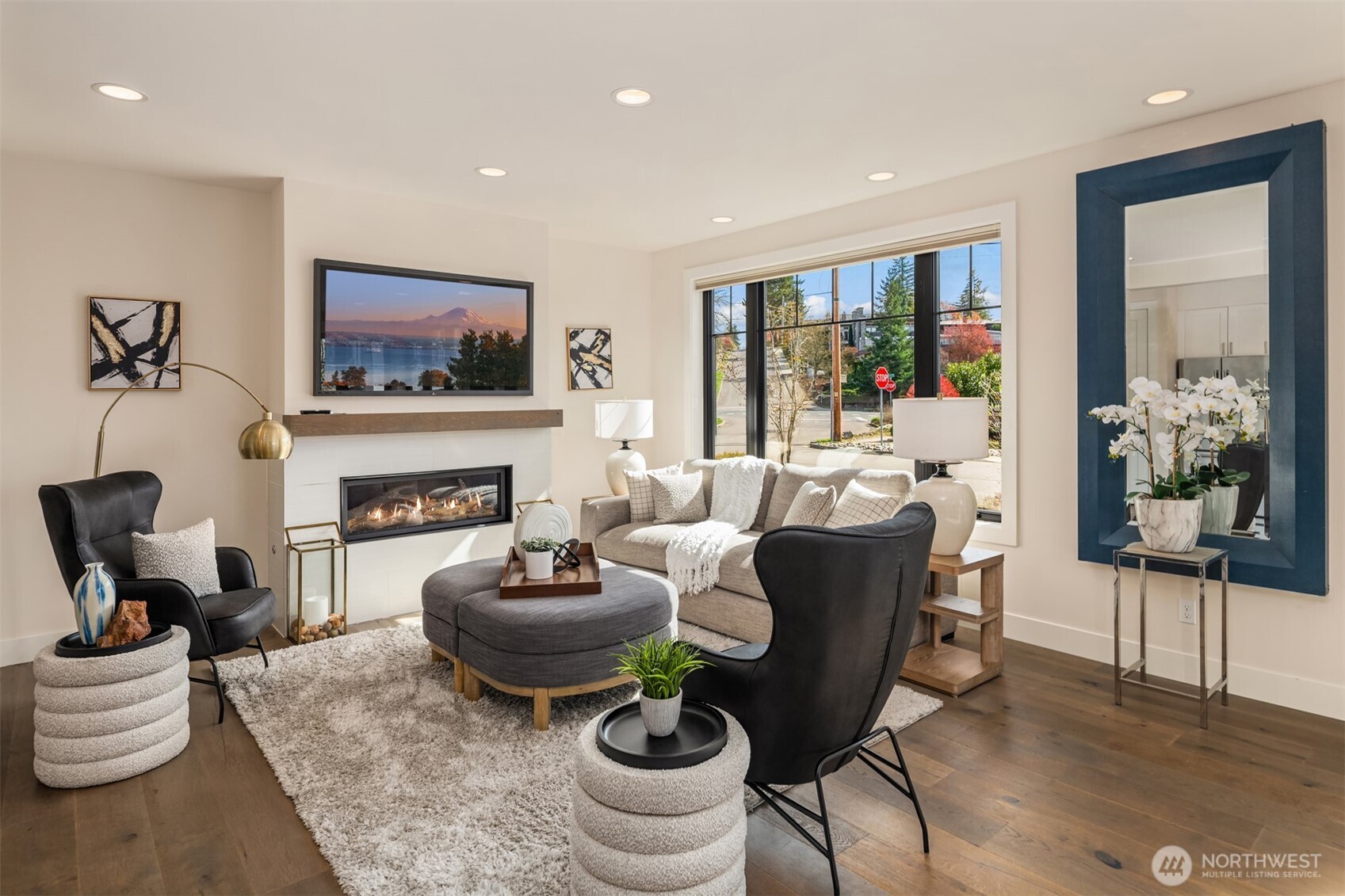 Dining Area with French Doors to Patio and Lake-view Rooftop Deck