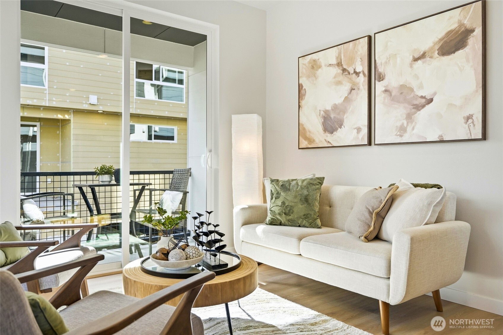 The large slider leads to the covered outdoor living space.