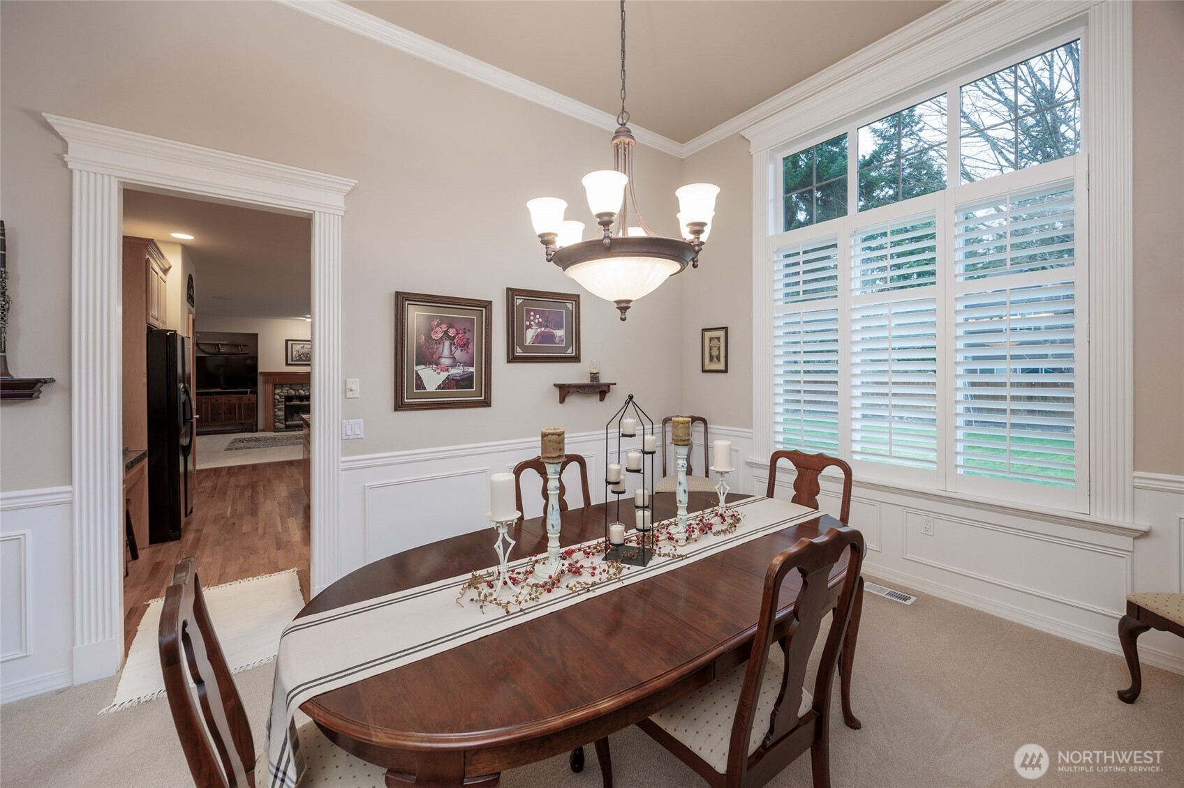 Formal Dining room, light & bright w/high windows.