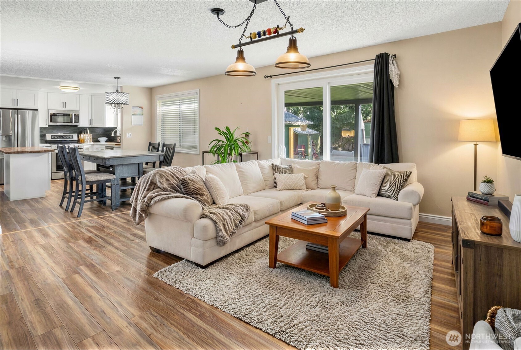 Virtually staged family room