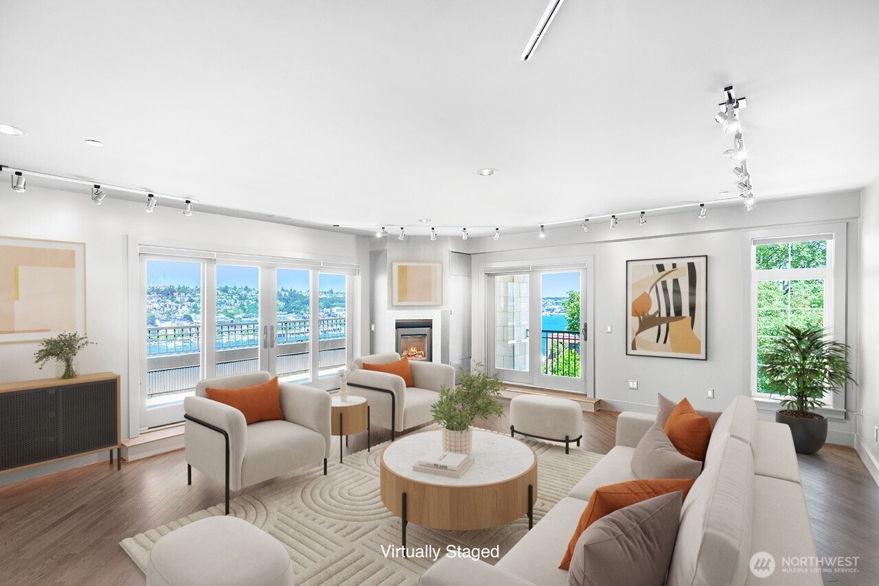 Virtually staged living room