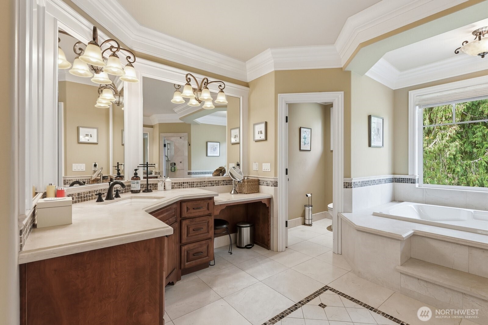 Separate vanities.