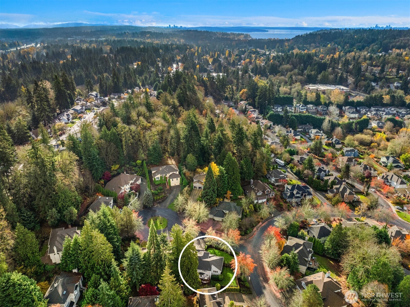 Aerial Looking South with Bellevue and Seattle in the Distance