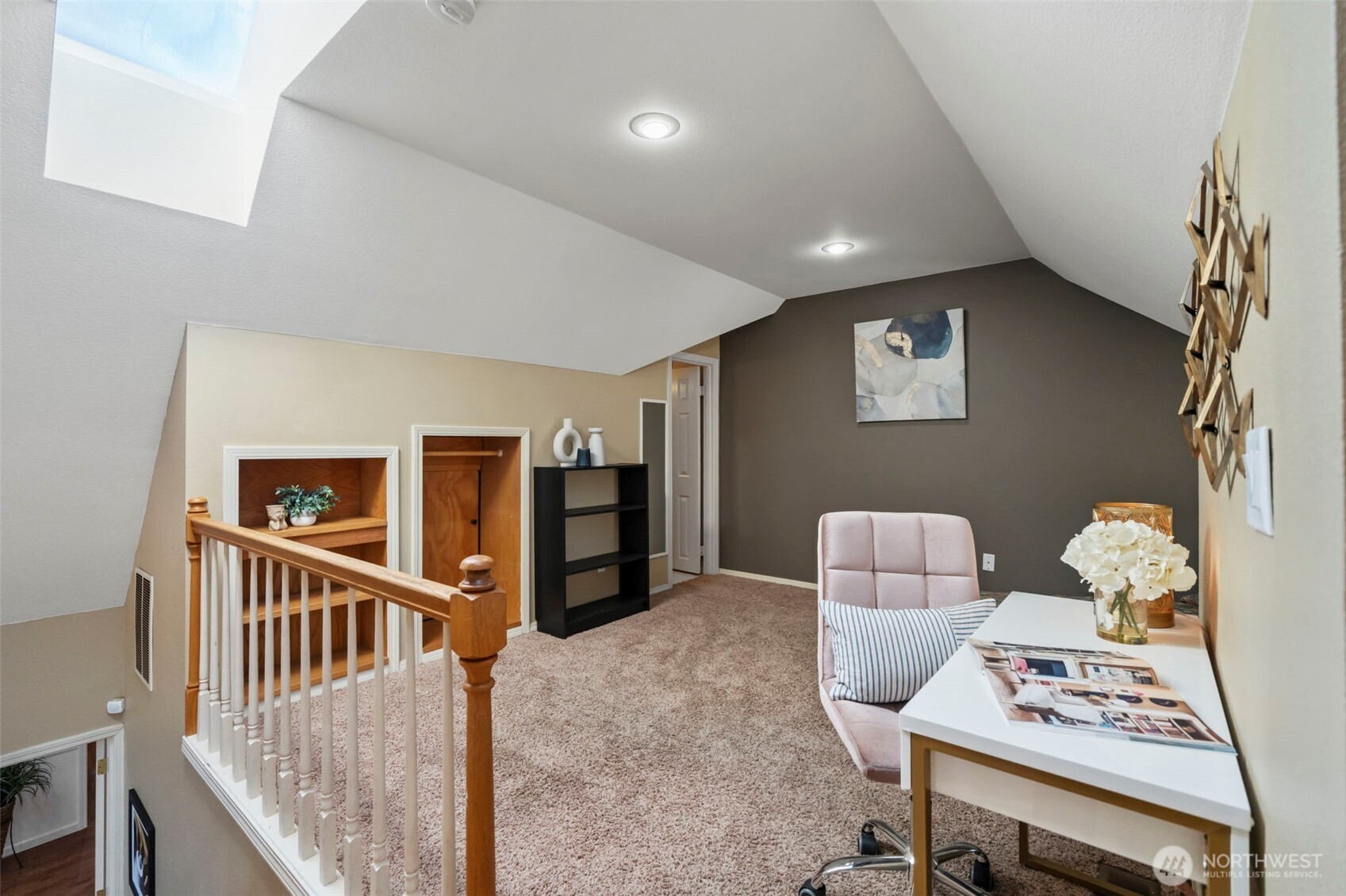 The open loft adds flexible living space and could easily be enclosed as a private fourth bedroom or guest suite—ideal for extended living, multigenerational use, or a quiet work-from-home retreat.