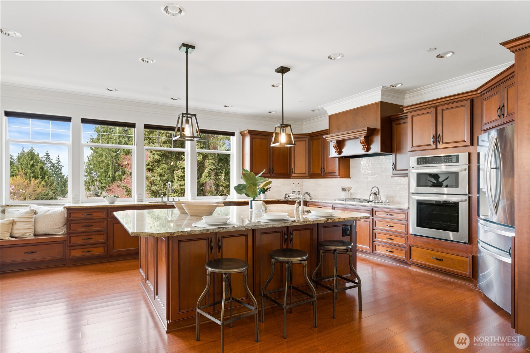 Granite Counters, New Backsplash & Built-In Bench