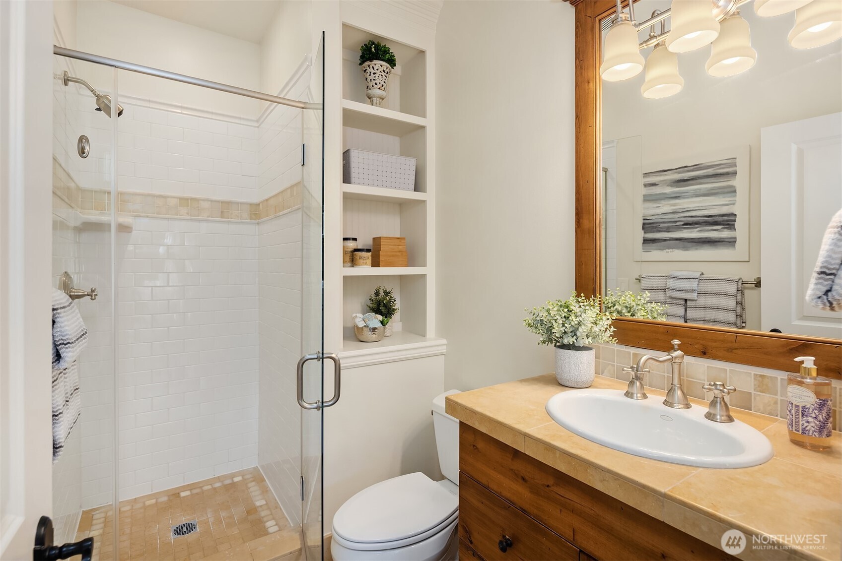 Bathroom connected to bedroom.