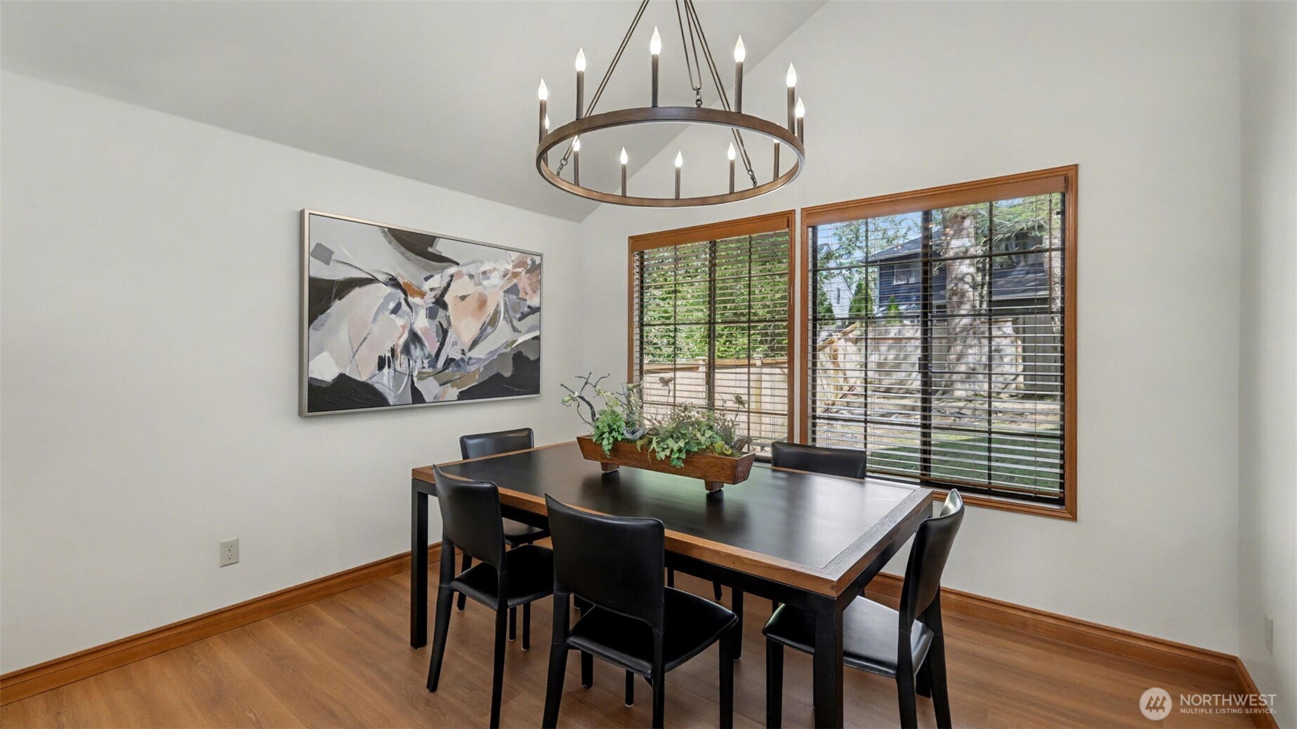 A well sized dining room with nice views to the backyard.