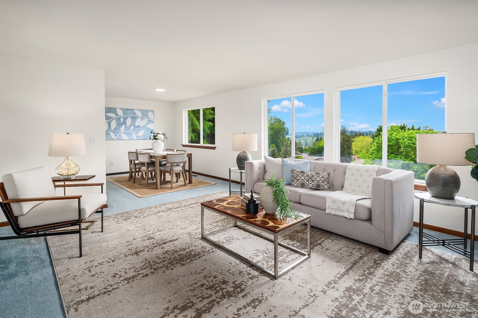 Living room with beautiful view.