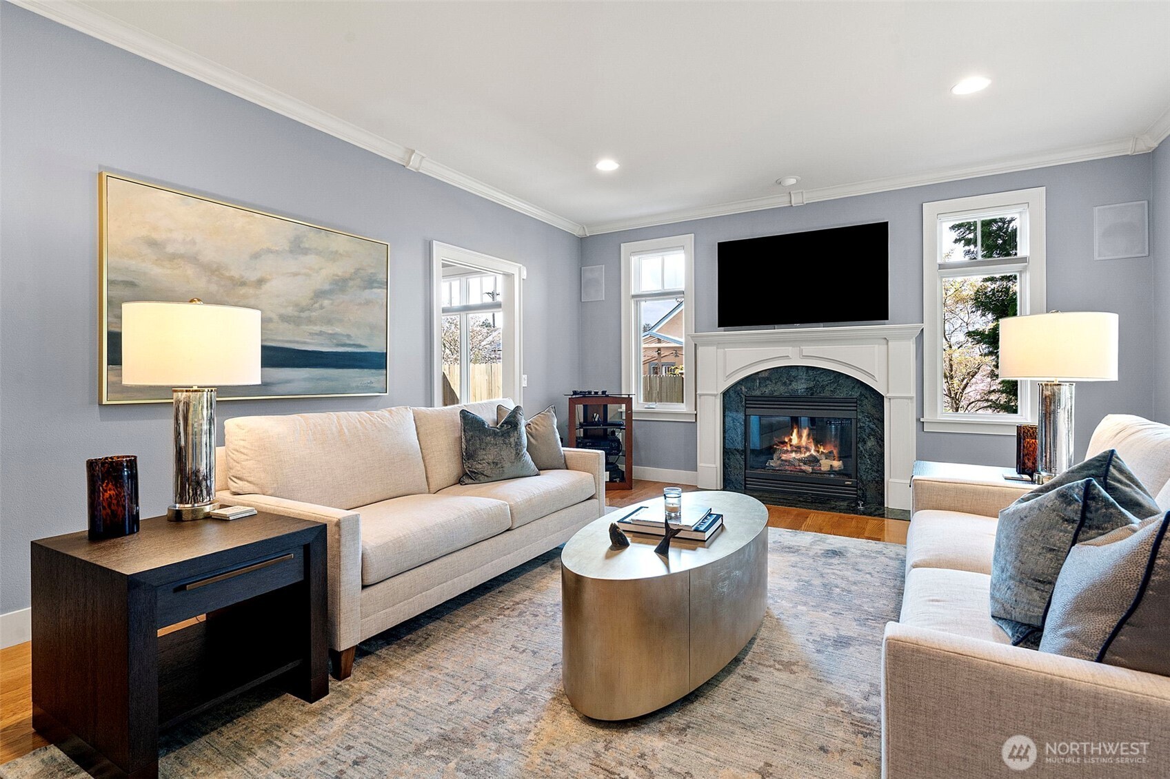 Living Room with gas fireplace.