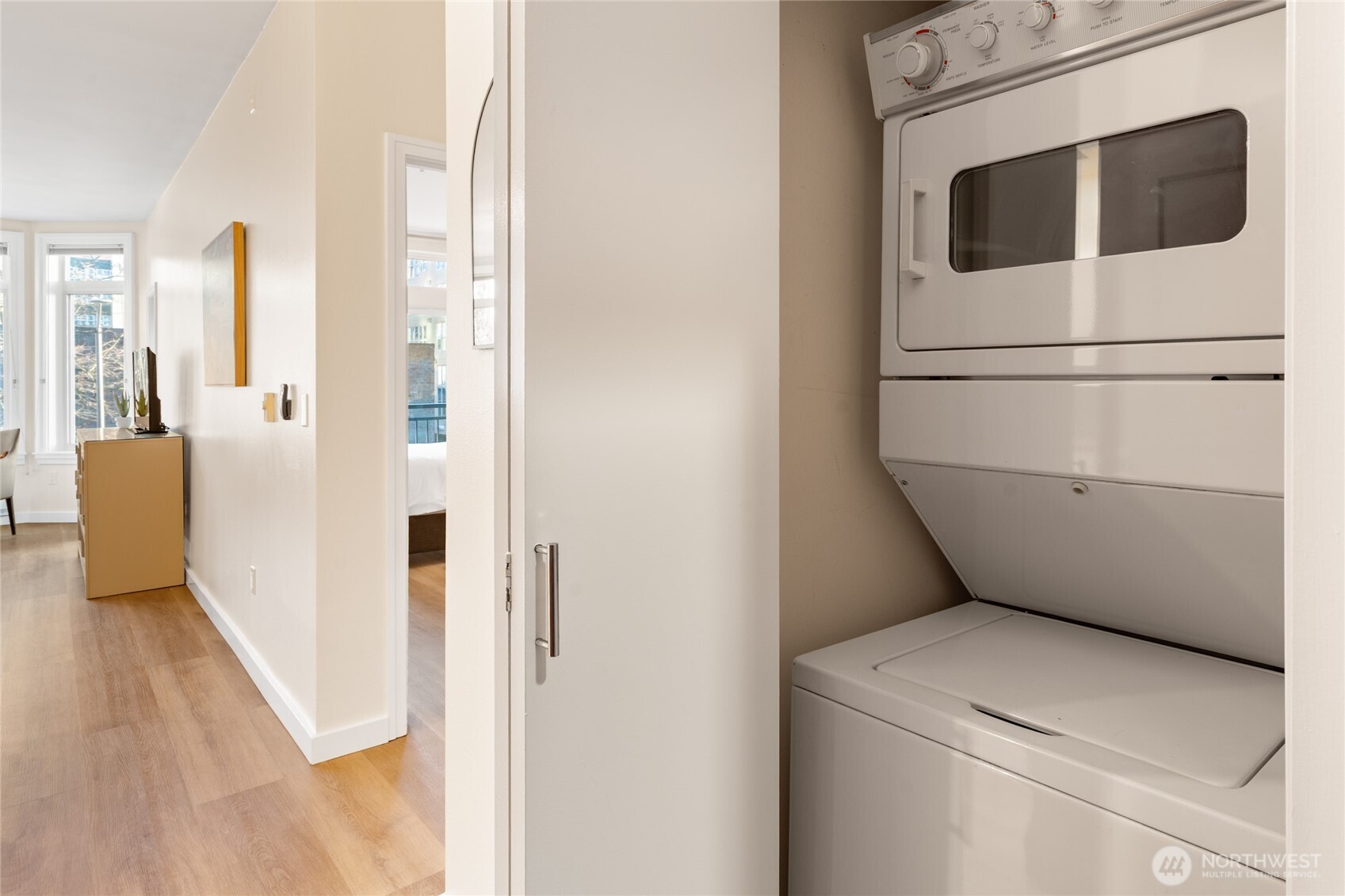In-unit laundry adds extra convenience.