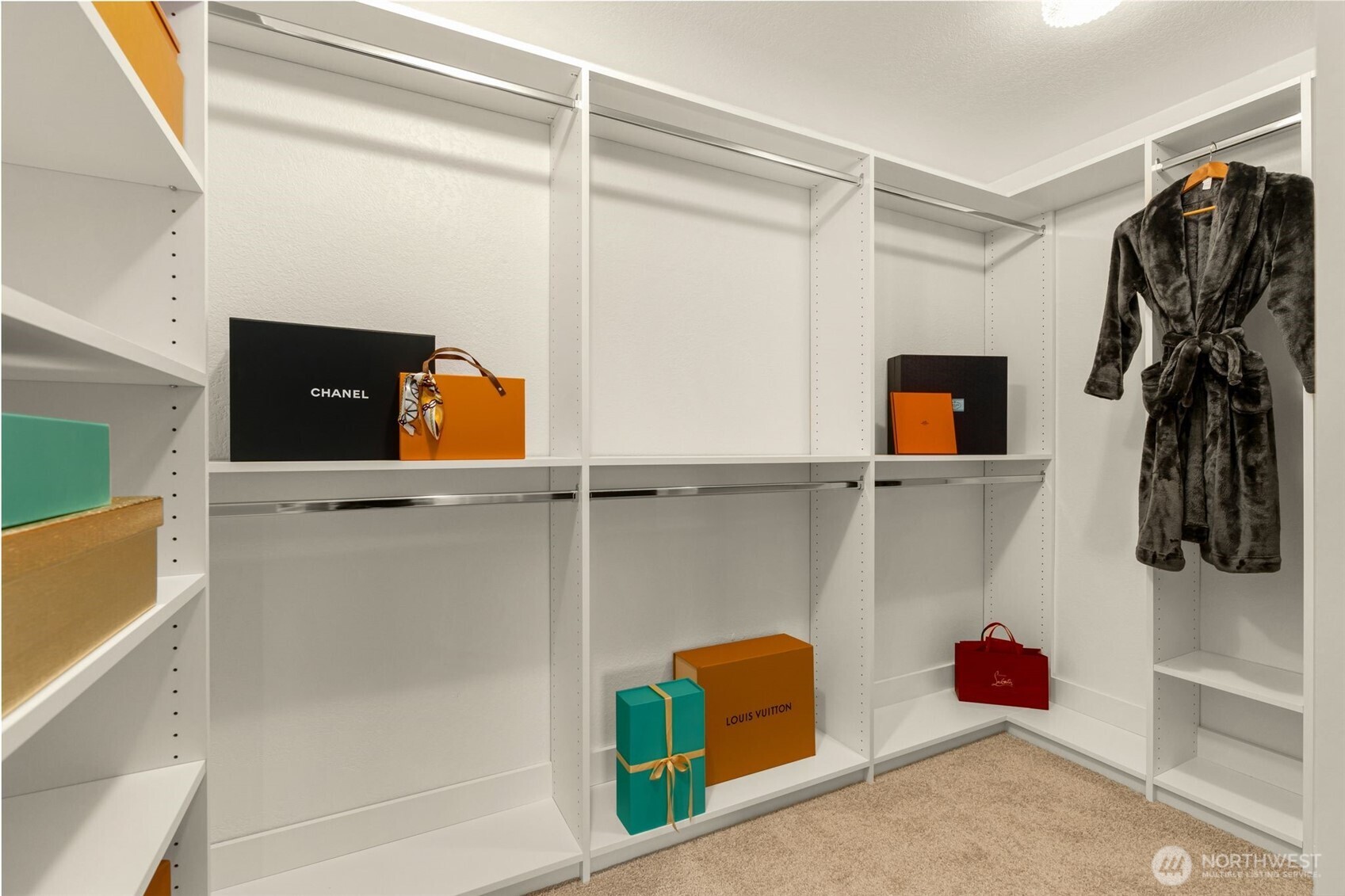Primary closet with built in system.
