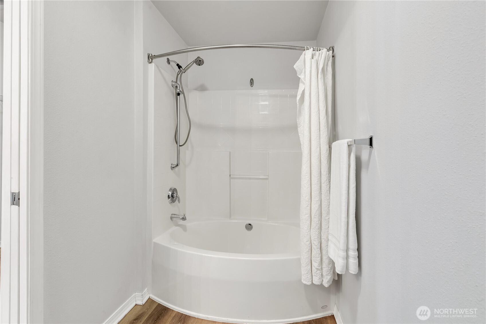 Tub and Toilet have their own private area.