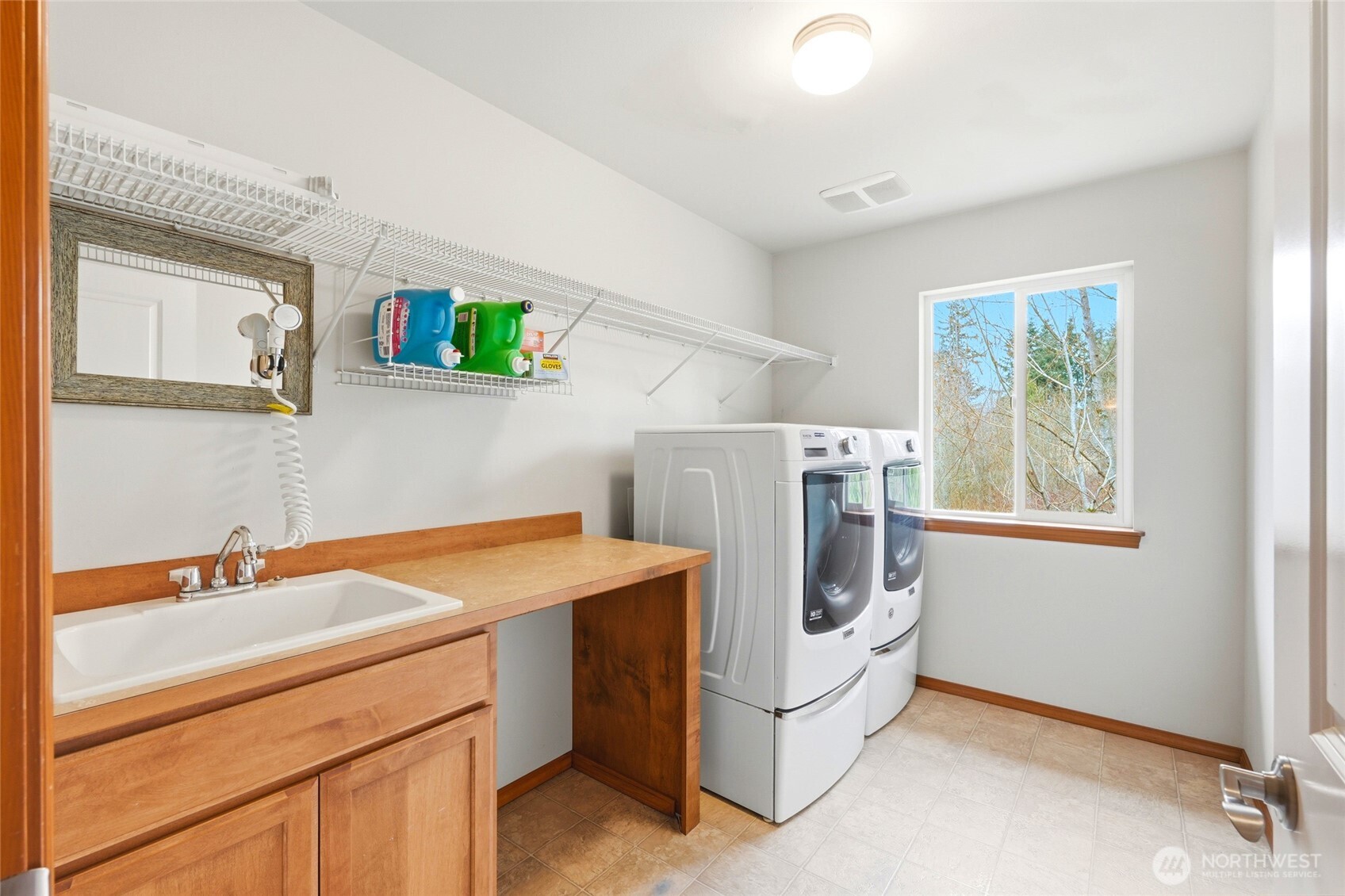 Upstairs laundry room and folding space.