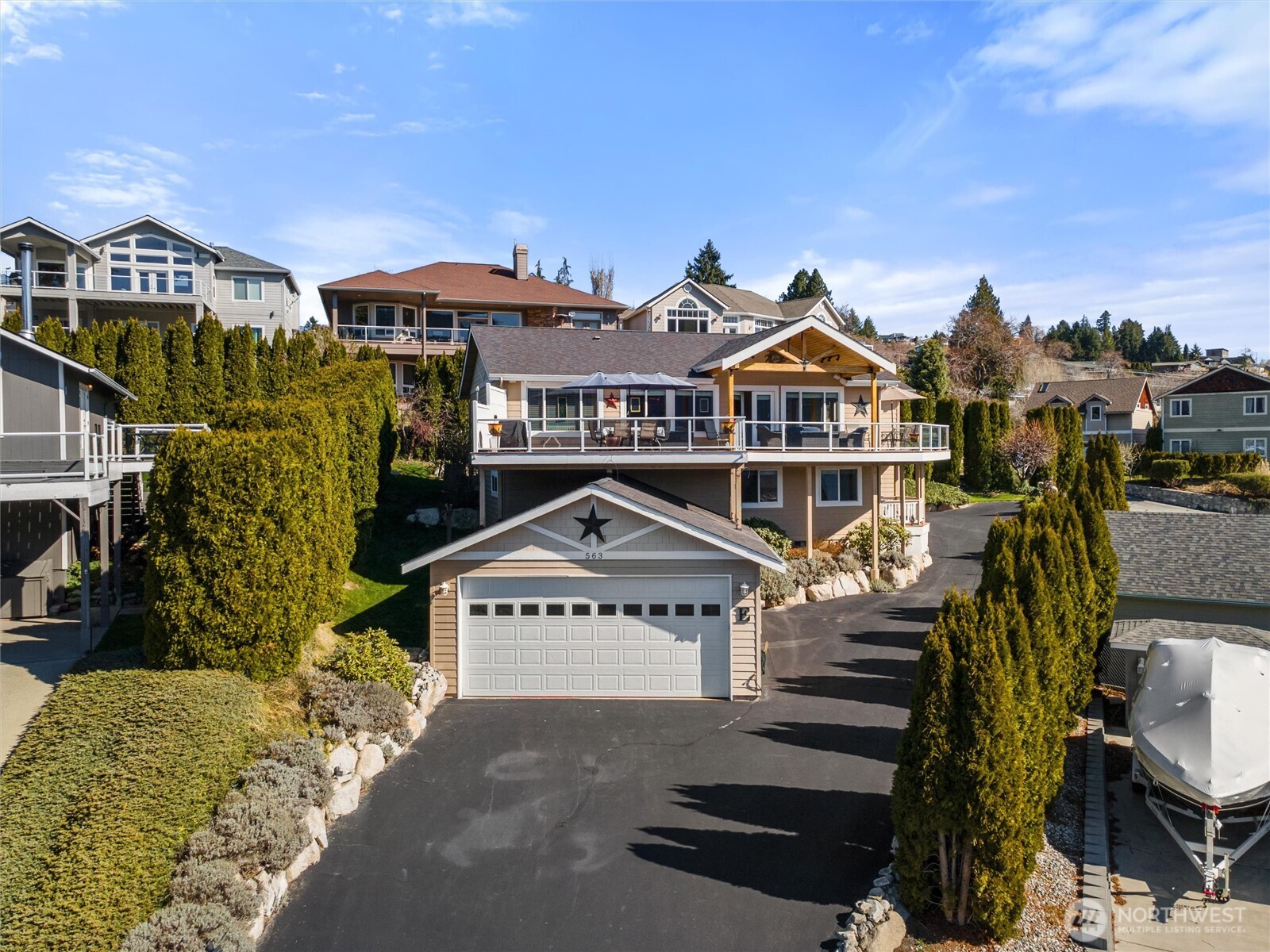 Aerial of home/lot in cul-de-sac.  Tons of privacy in a quiet setting.