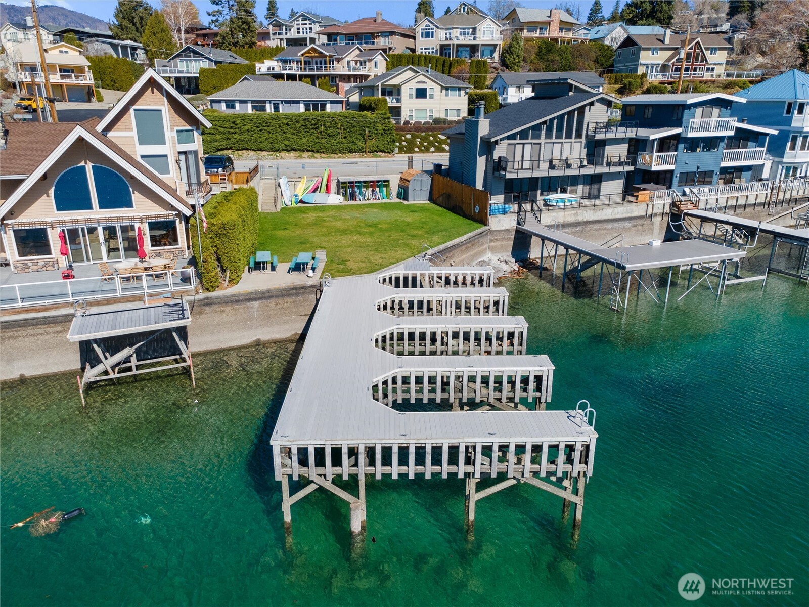 Close up of private gated park access and 4 marina slips