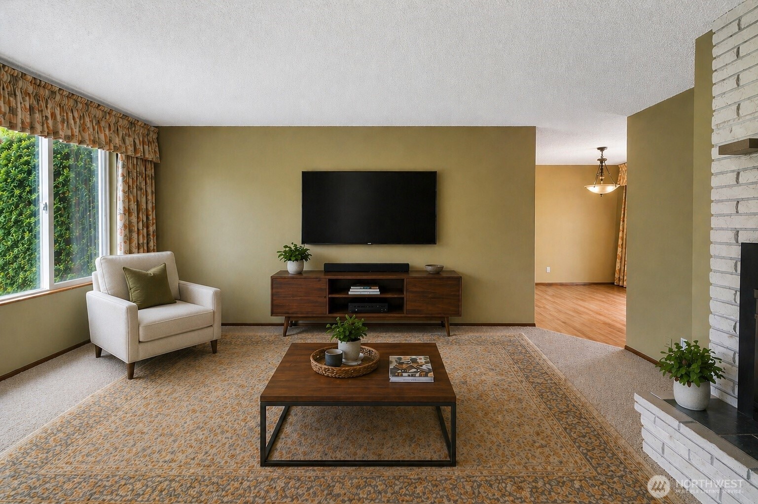 (Virtualy Staged) Living Room View  from Entry