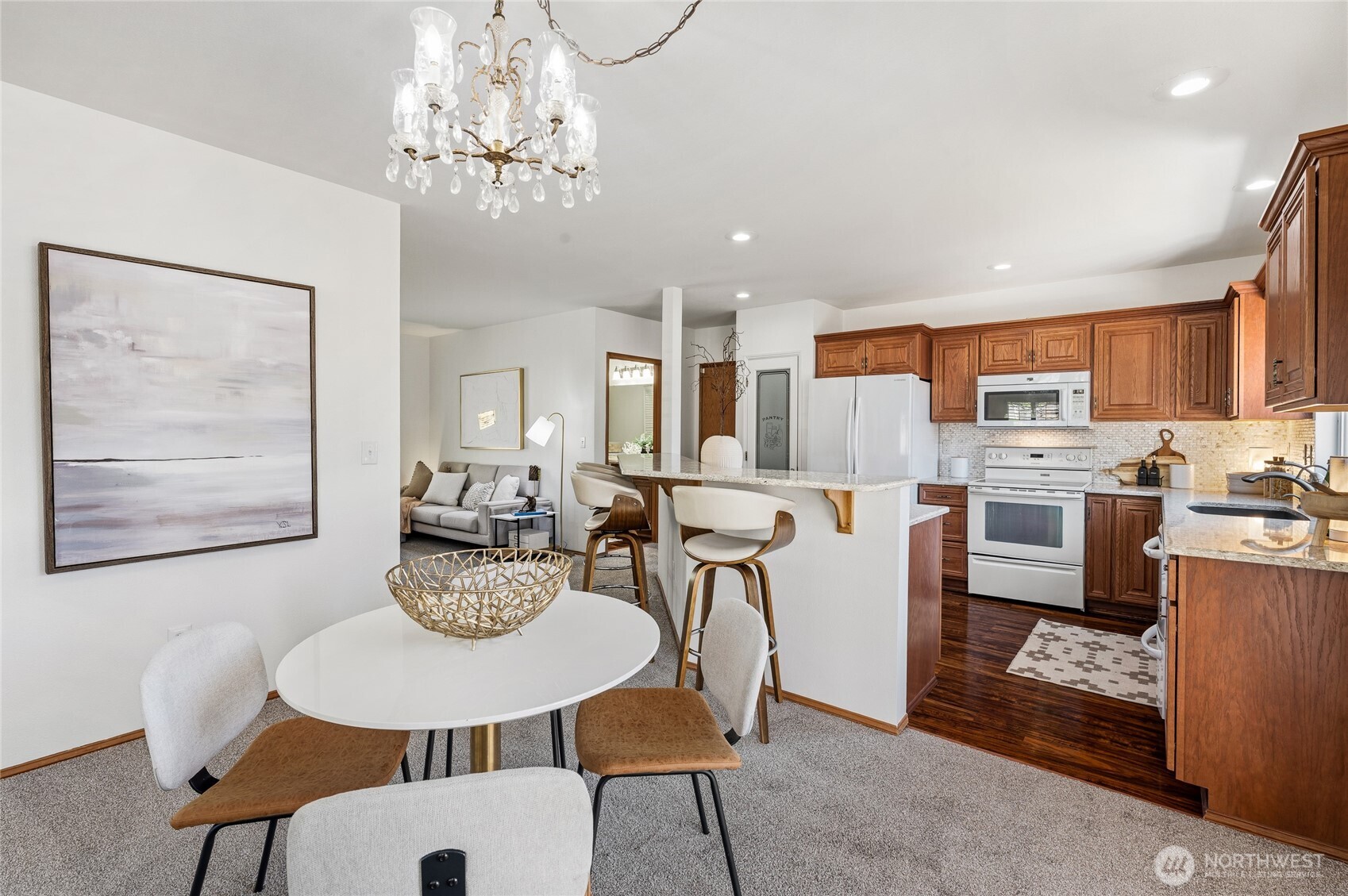 Note the formal living room and main floor powder room beyond.