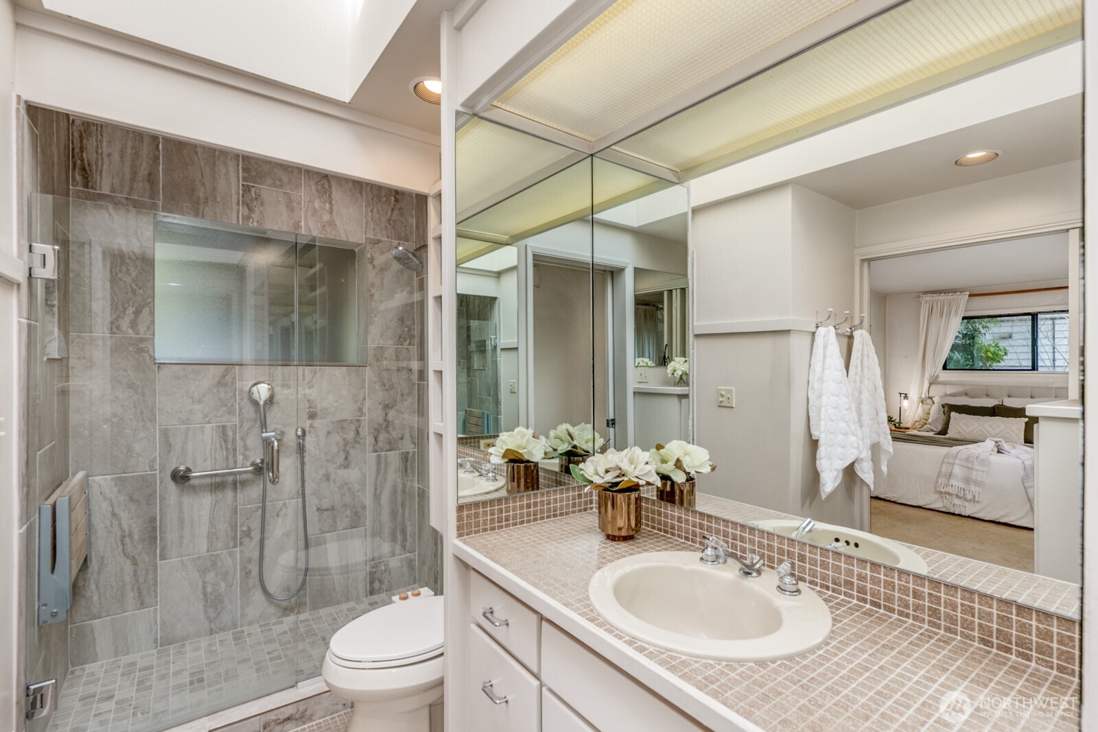 Main bathroom that also serves the primary bedroom.