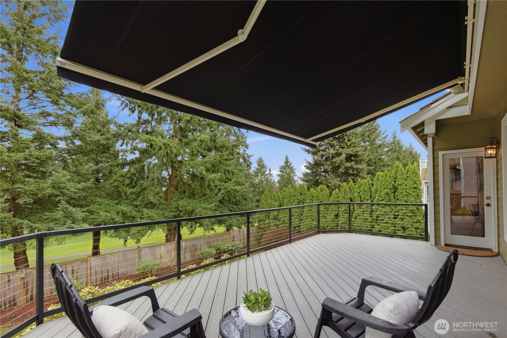 Trex deck with retractable awning