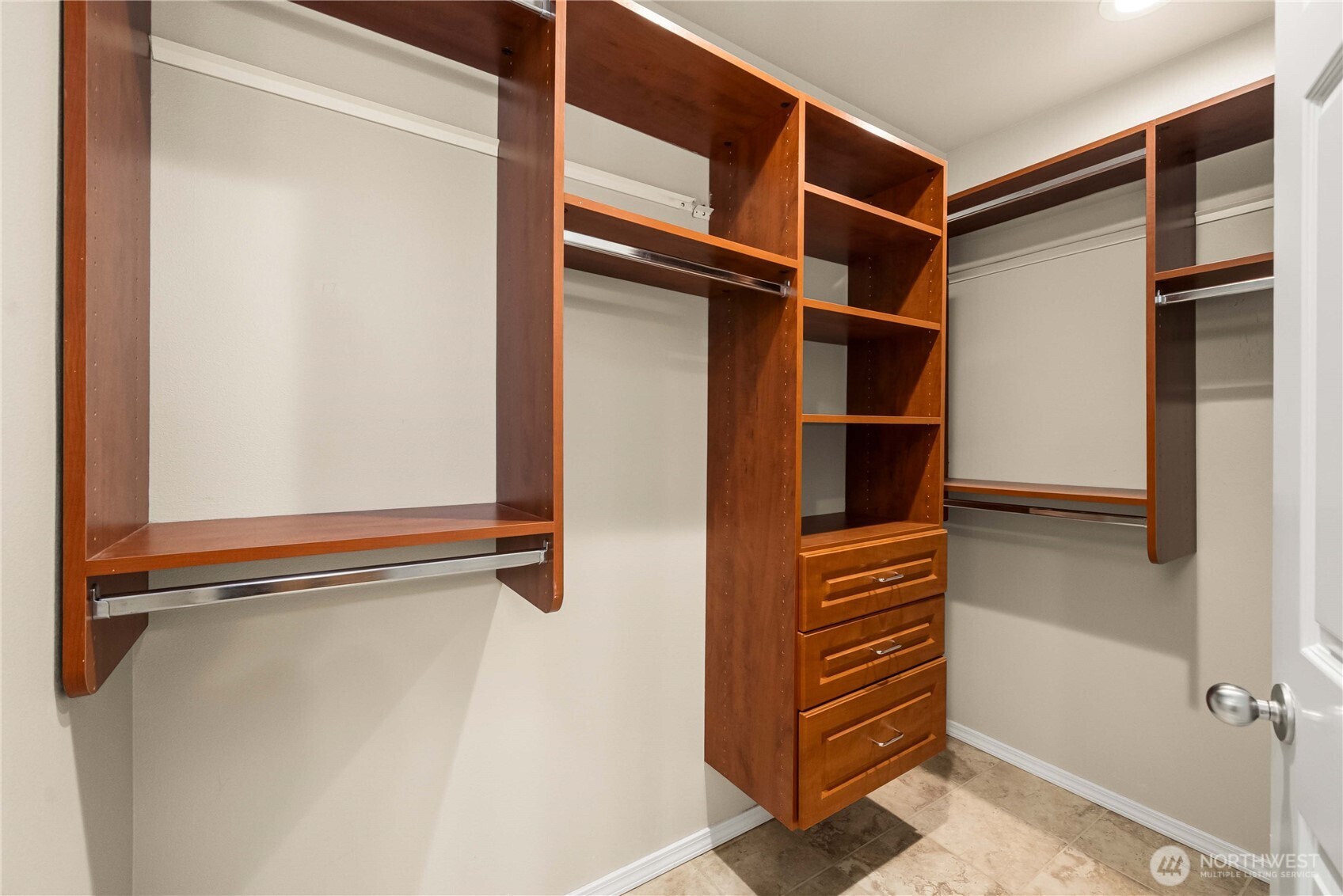 Clean elegant finishes and a walk-in closet.