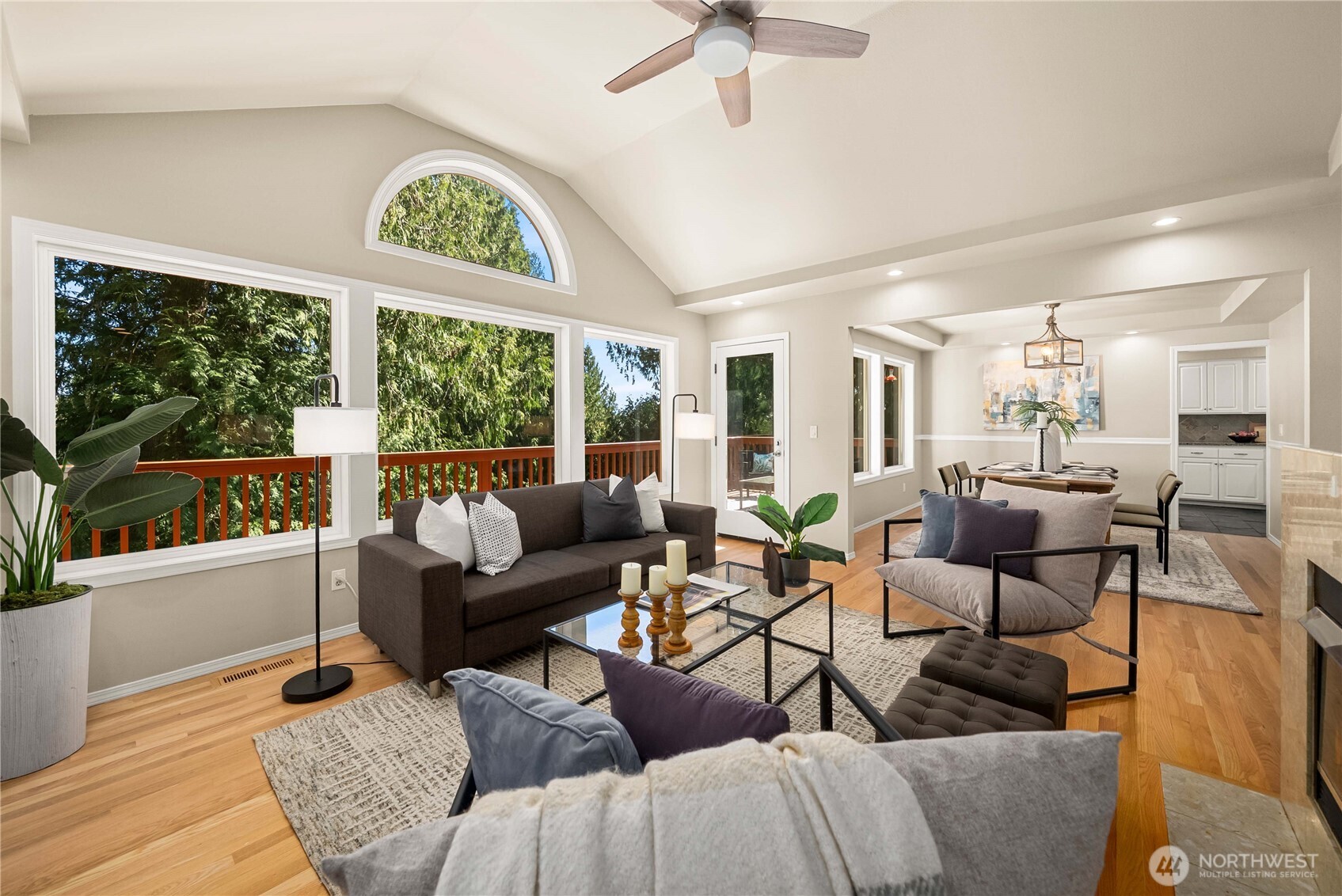 Large windows enhance the dining experience.