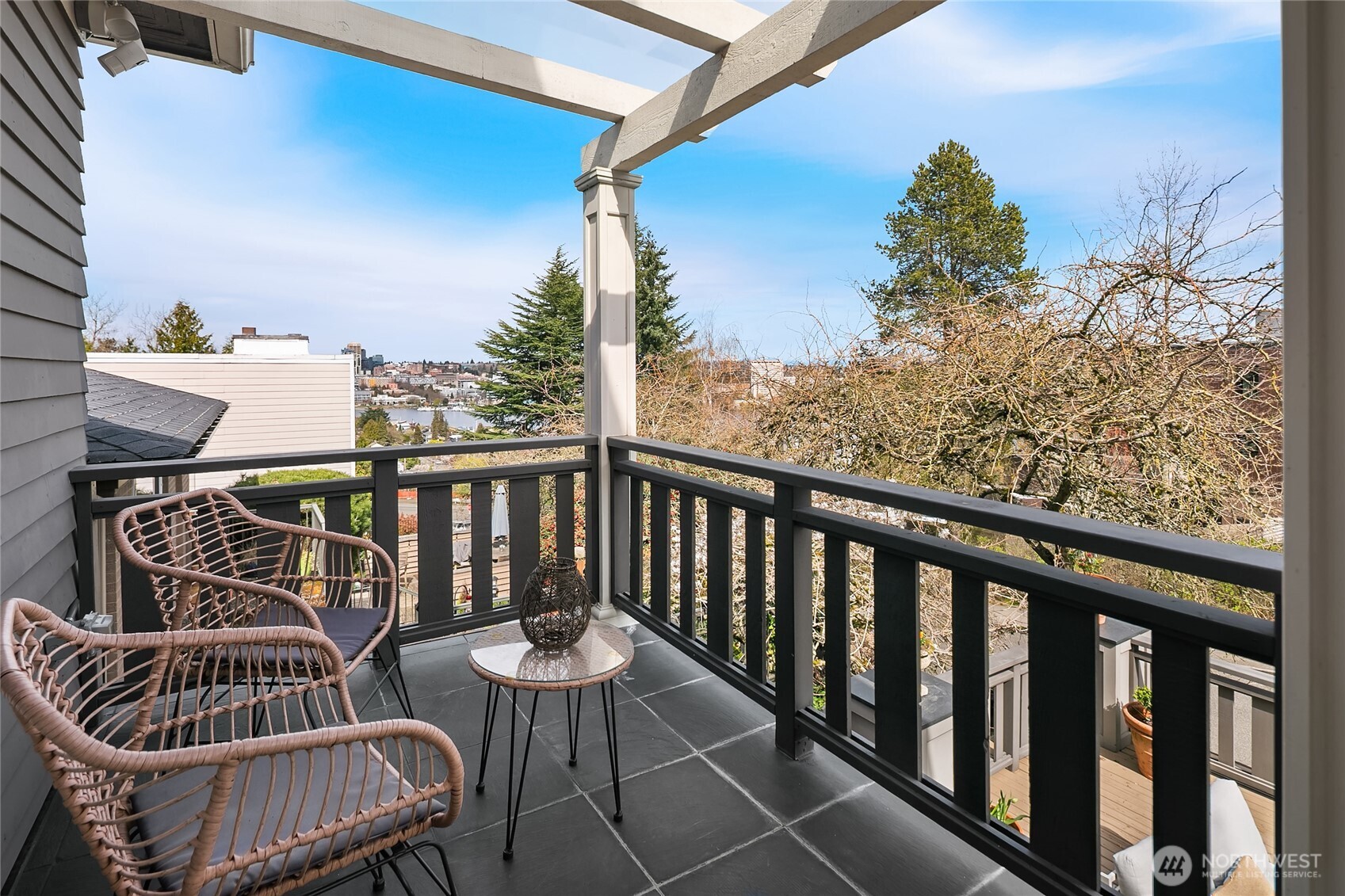 Views across Portage Bay, Ship Canal to Husky Stadium, Lake Washington and the Cascades from your front porch!