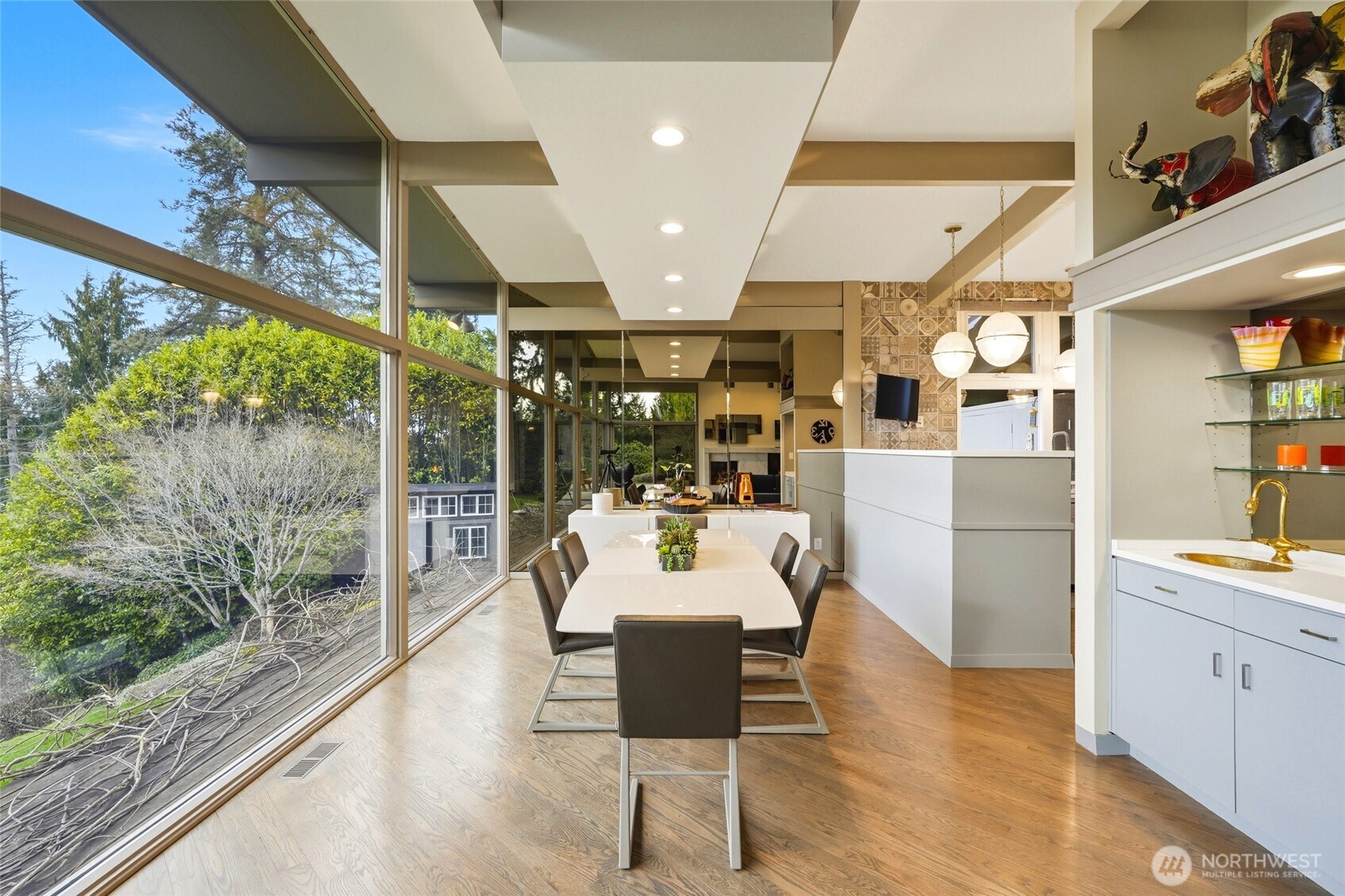 Dining room with wet bar.