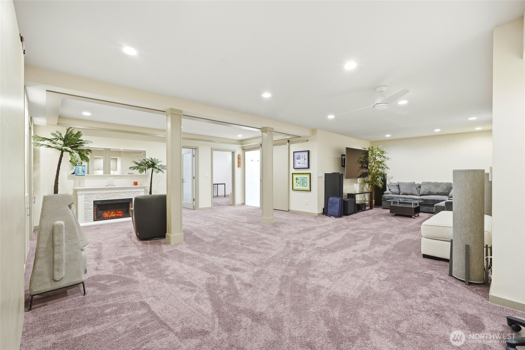 Extra finished rec room area can be media room, game room, and great for guests.